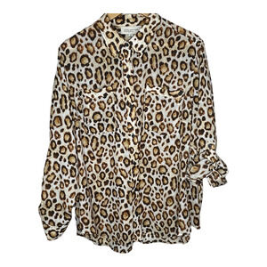 Leopard Print Button Down Jones of New York Shirt Size 2X